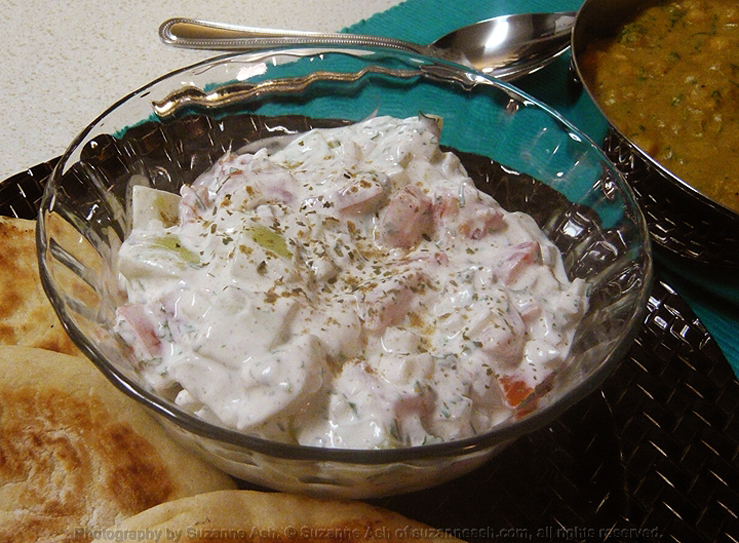 Cucumber, Tomato & Onion Salad with Yogurt Dressing